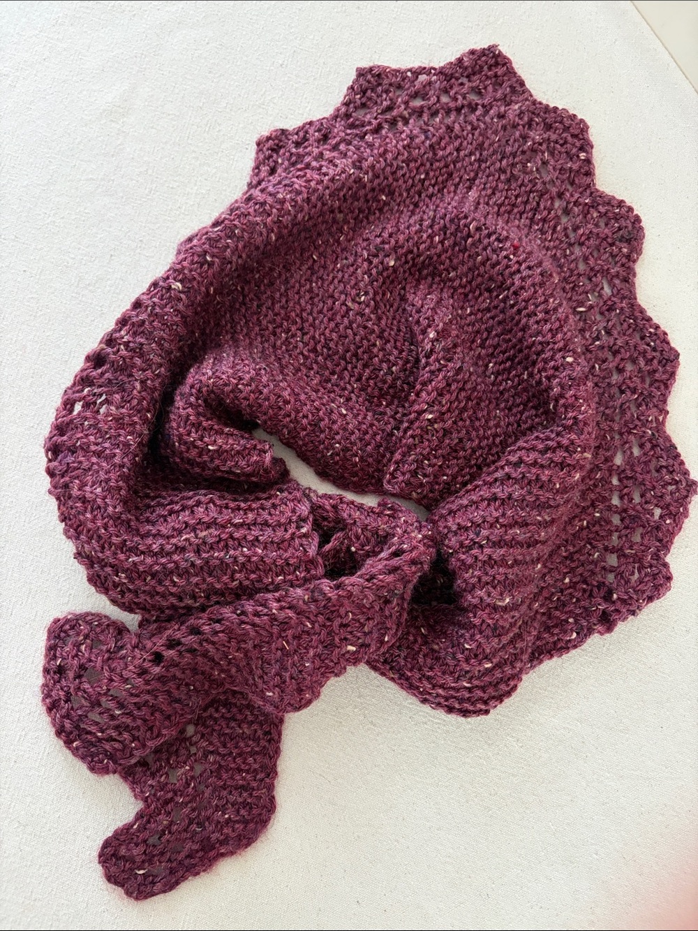 Hand-Knit Maroon Women's scarf - Picture 6 of 6